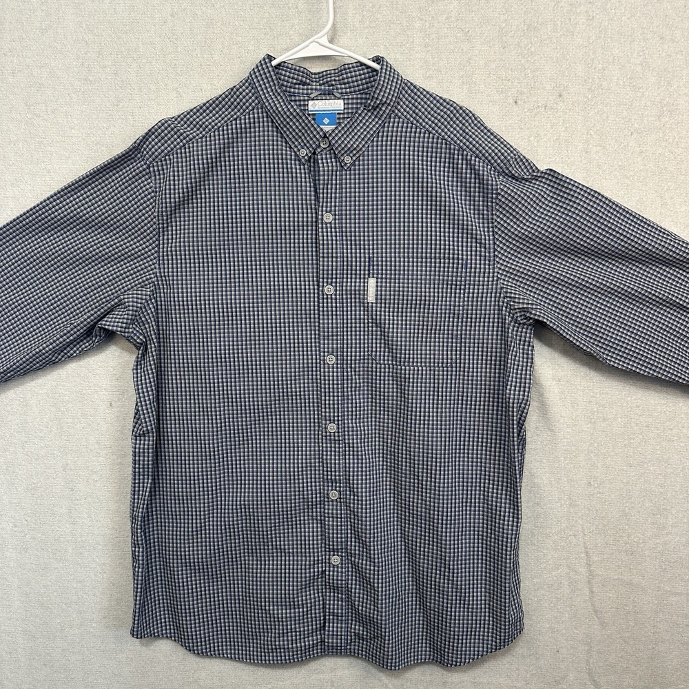 Columbia Shirt Men's XL 100% Cotton Plaid Long Sleeve Button Up
